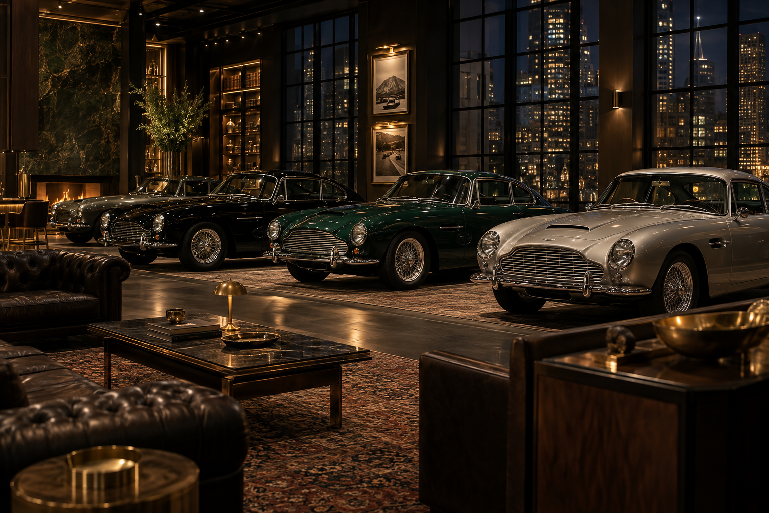 Private classic car club interior in Manhattan